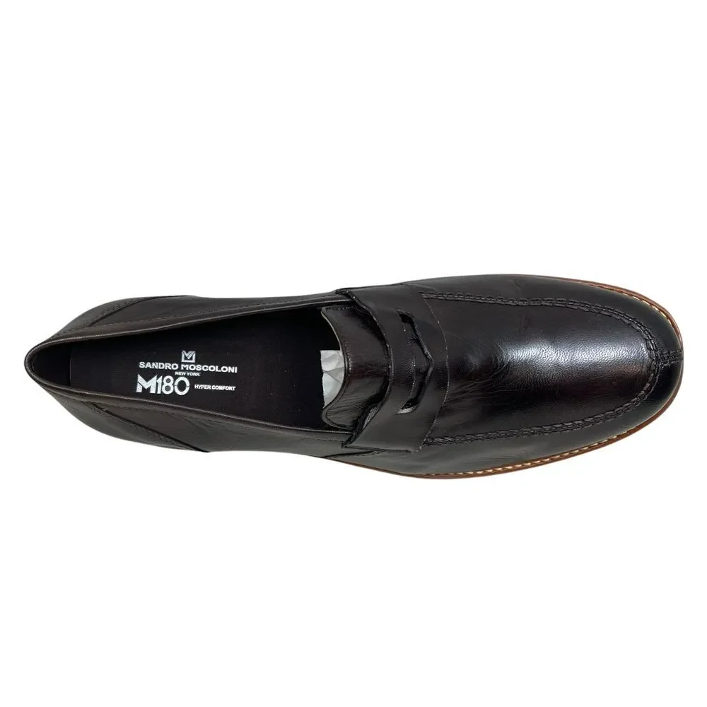 Sandro Moscoloni Men Romero Penny Loafers Brown Leather Blue Sole Comfort Sz 12D